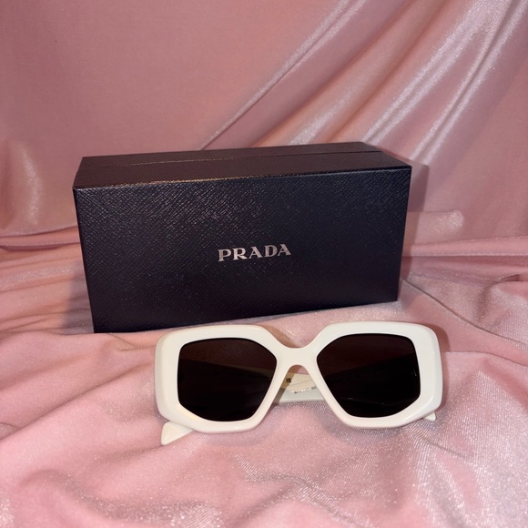 Authentic Prada PR 14ZS Grey Lens with White Frame Sunglasses - Picture 6 of 12